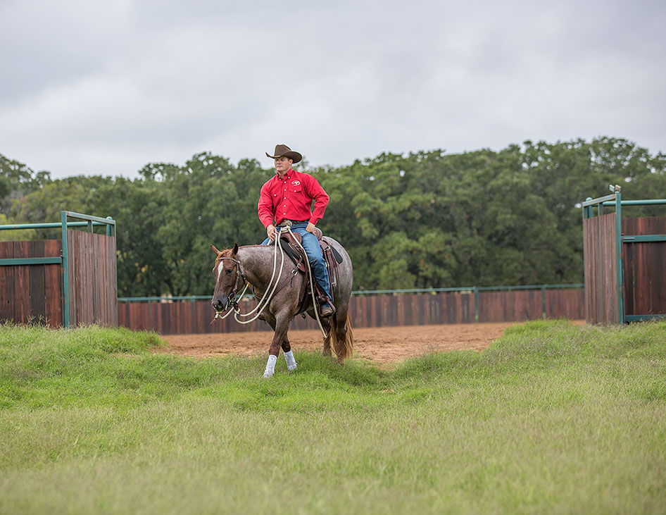 Ride away from the arena in a relaxed manner.